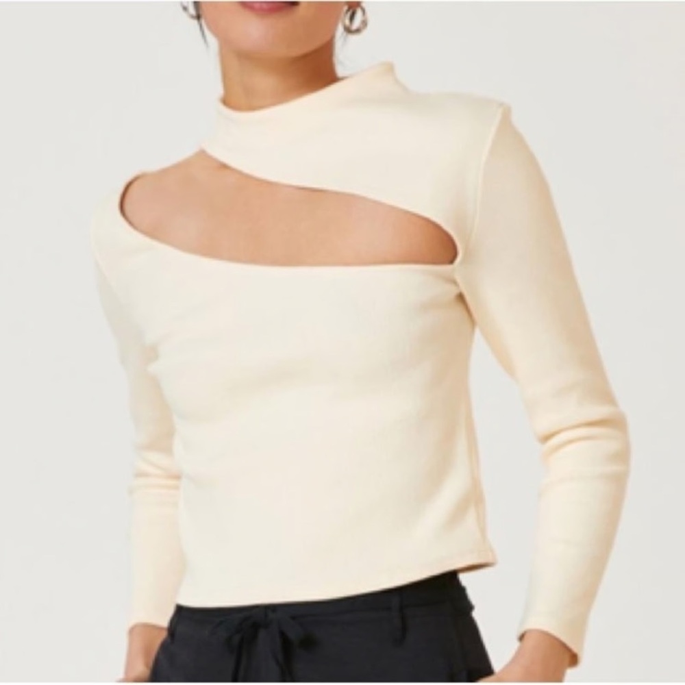Elegant Cream Cut-Out Sweater